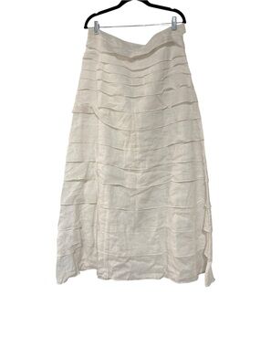 Island Company White Tiered Linen Maxi Skirt